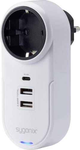 Sygonix TY1825 USB Ladegerät 18 W 2x USB-A, 1x USB-C®, Schutzkontakt-Steckdose Weiß Innenbereich