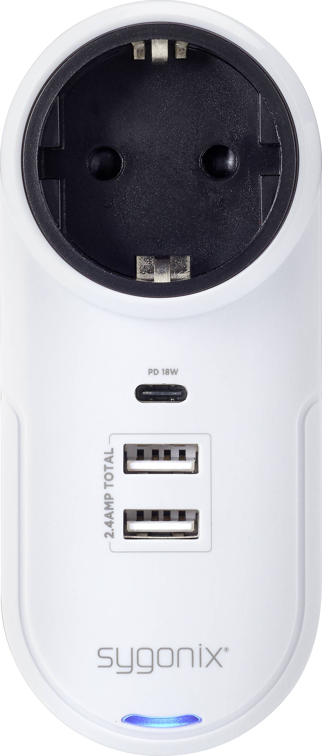 Sygonix TY1825 USB Ladegerät 18W 2x USB-A, 1x USB-C®, Schutzkontakt-Steckdose Weiß Innenbereich