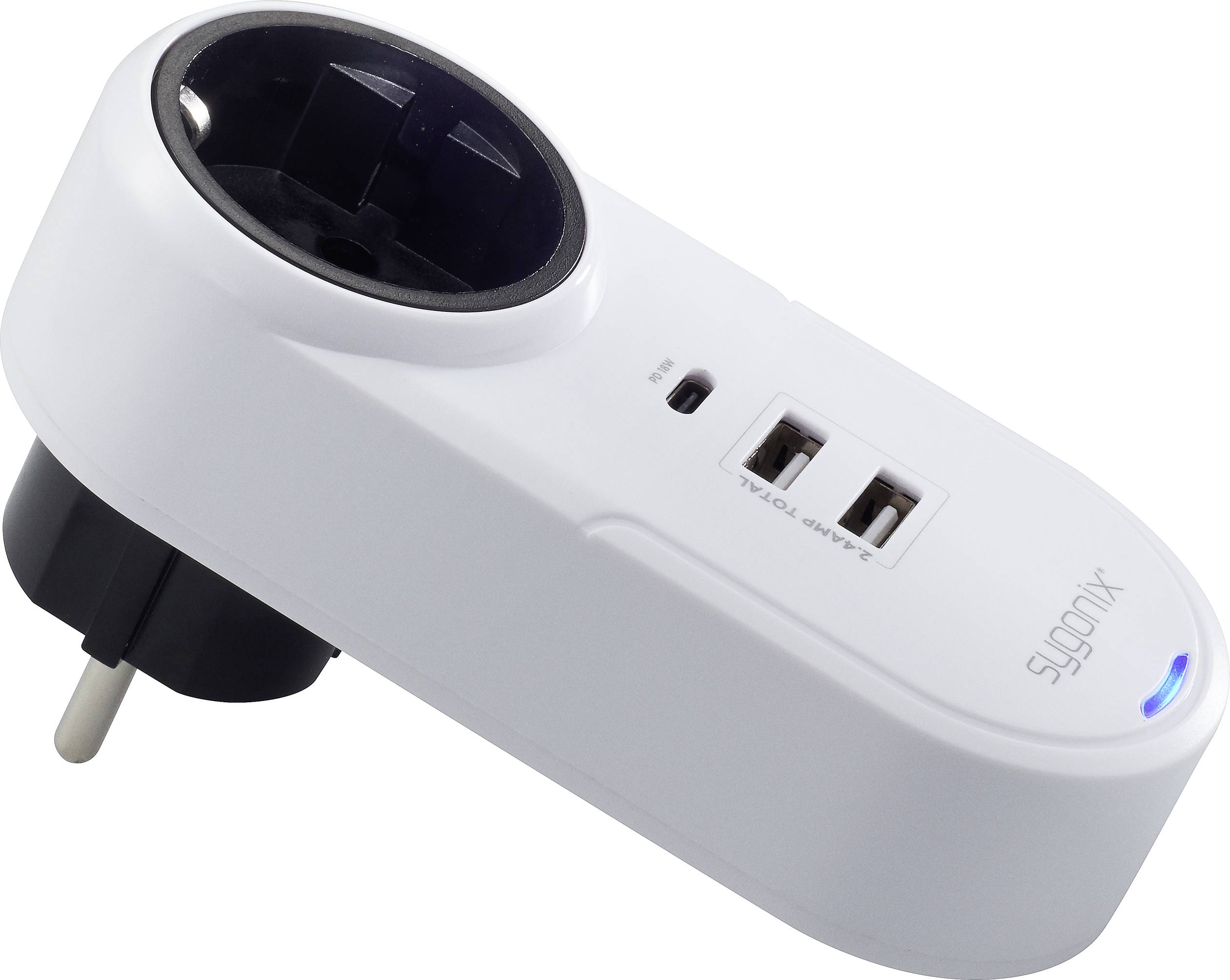 Sygonix TY1825 USB Ladegerät 18W 2x USB-A, 1x USB-C®, Schutzkontakt-Steckdose Weiß Innenbereich
