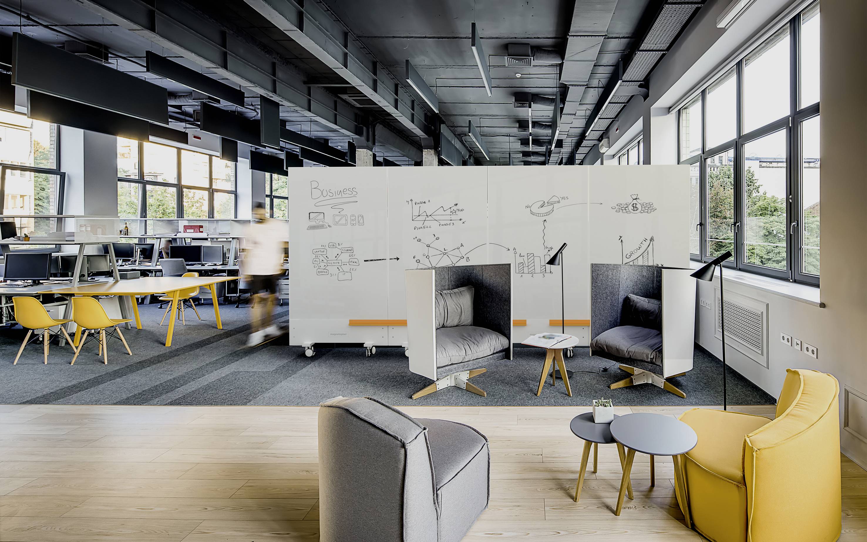 Magnetoplan Whiteboard Infinity Wall, mobil (B x H) 1000mm x 1900mm Weiß emailliert Beide Seiten nutzbar, Inkl. Rollensatz