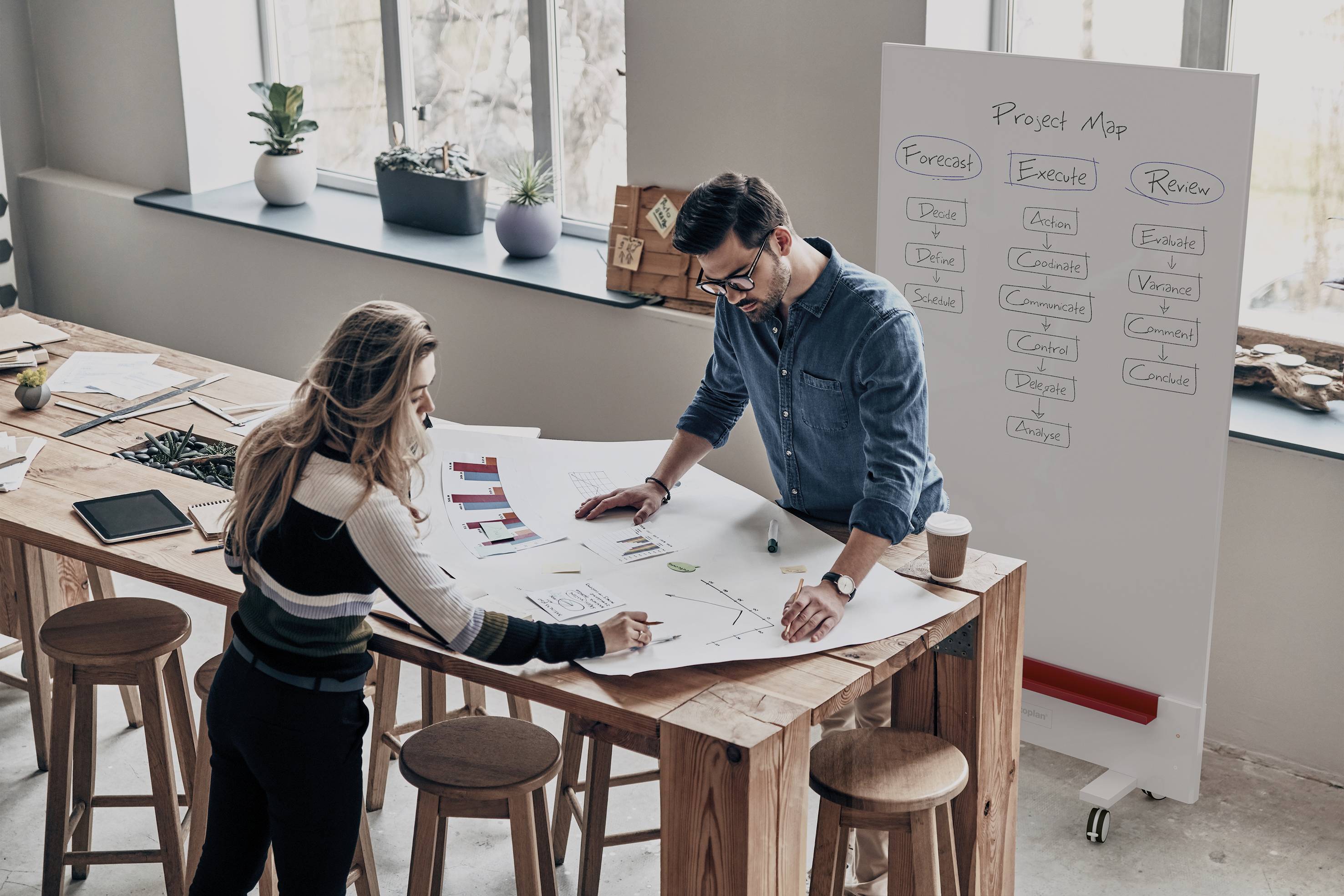 Magnetoplan Whiteboard Infinity Wall, mobil (B x H) 1000mm x 1900mm Weiß emailliert Beide Seiten nutzbar, Inkl. Rollensatz