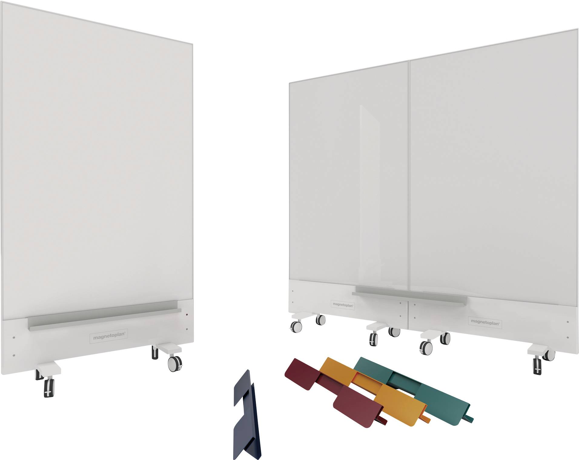 Magnetoplan Whiteboard Infinity Wall, mobil (B x H) 1000mm x 1900mm Weiß emailliert Beide Seiten nutzbar, Inkl. Rollensatz