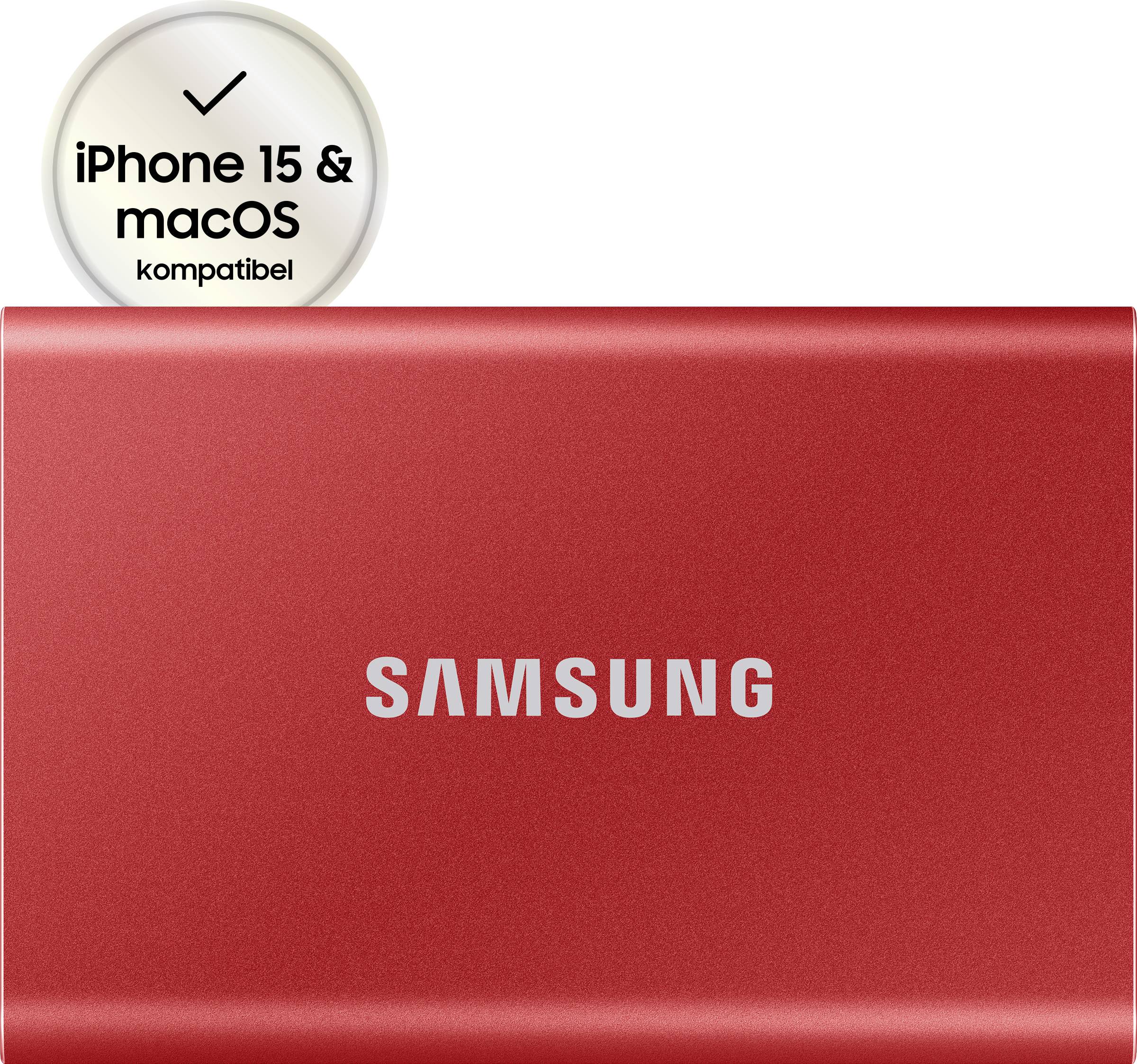 Samsung Portable T7 500 GB Externe SSD USB 3.2 Gen 2 Rot PC/Mac MU-PC500R/WW