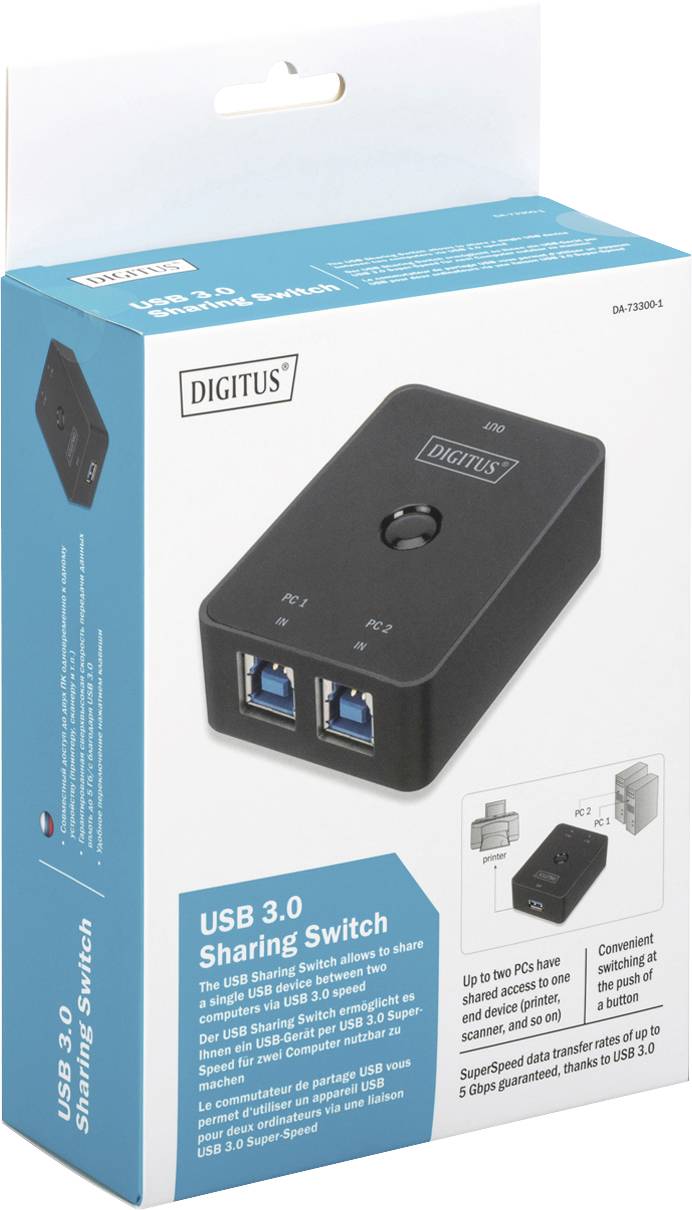 Digitus DA-73300-1 2 Port USB 3.2 Gen 1-Umschalter (USB 3.0) Schwarz