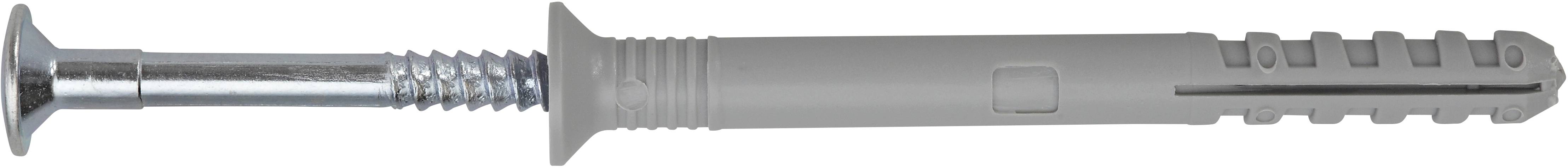 Universaldübel mit Schraube, geeignet für verschiedene Baumaterialien.