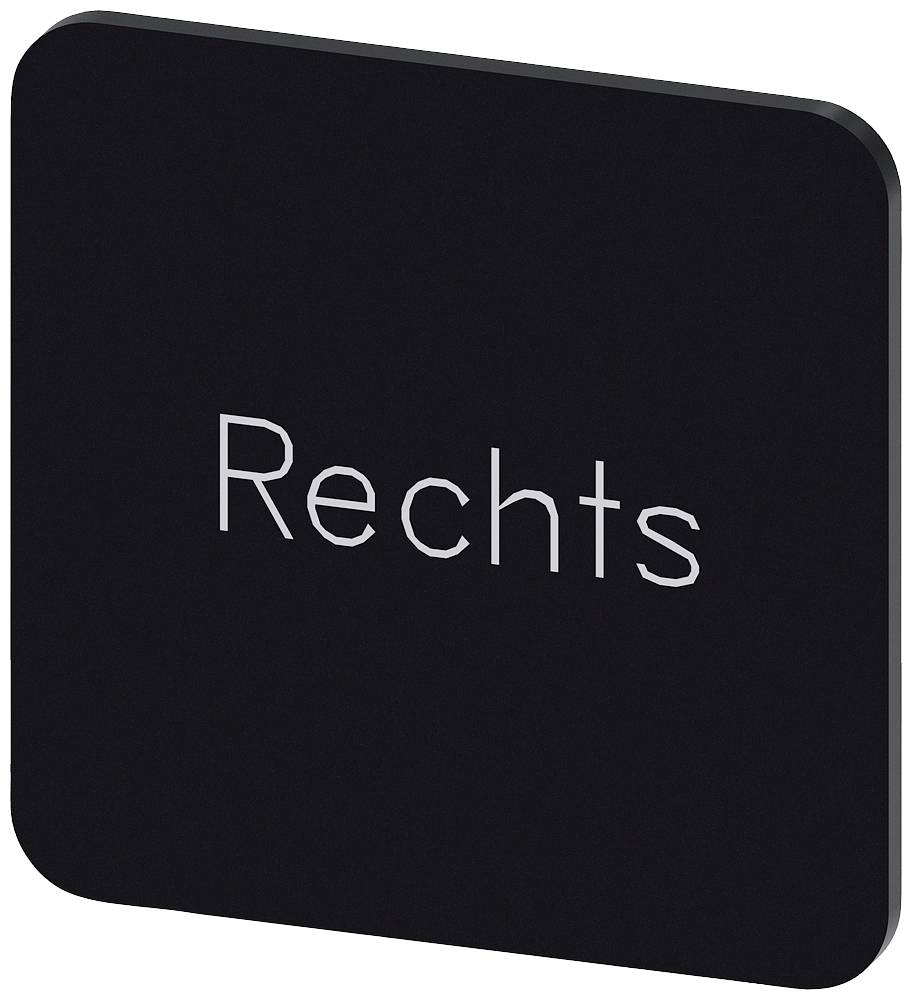 Ein schwarzes Schild mit der Aufschrift 'Rechts' in deutscher Sprache.