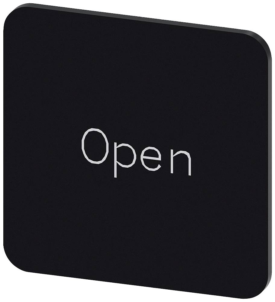 Schwarzes Quadrat mit abgerundeten Ecken, in der Mitte steht in weißer Schrift 'Open'.