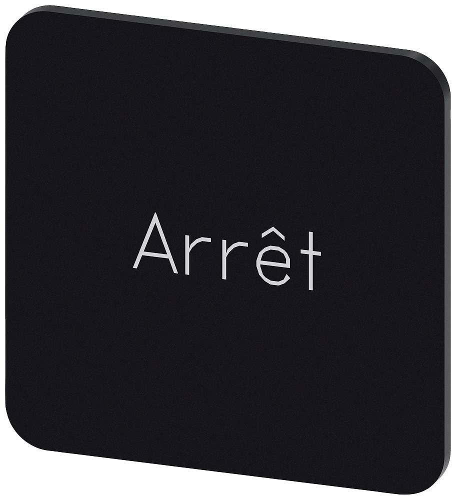 Ein schwarzes Quadrat zeigt das Wort 'Arrêt' in weißer Schrift.