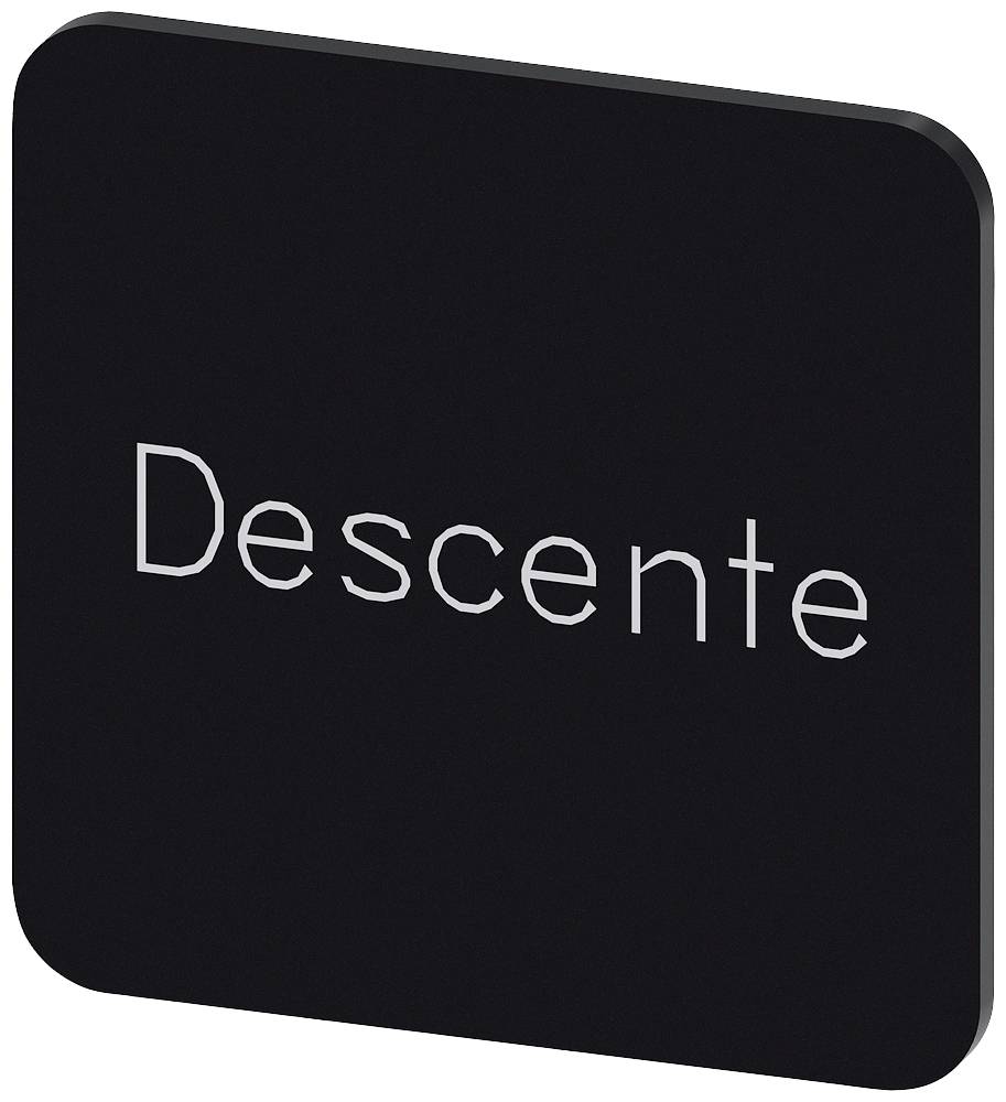 Eine schwarze quadratische Fläche mit dem weißen Wort 'Descente' in der Mitte.