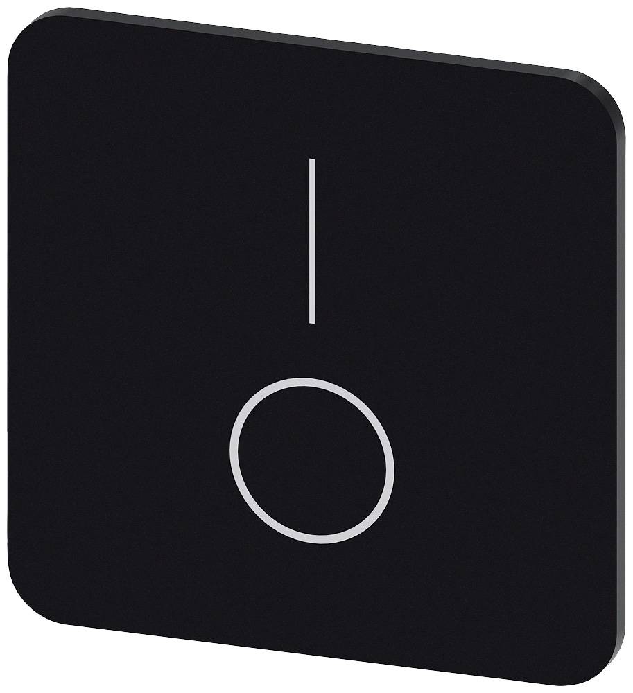 Ein schwarzer, quadratischer 2-Wege-Taster mit minimalistischem Design. Oben ein Strich für Lichtsteuerung, unten ein Kreis als Dekoration.