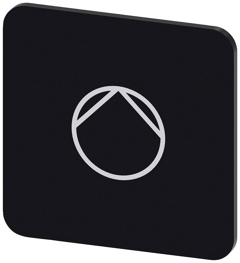 Schwarzes Quadrat mit abgerundeten Ecken und einem stilisierten, grauen Kreissymbol in der Mitte.