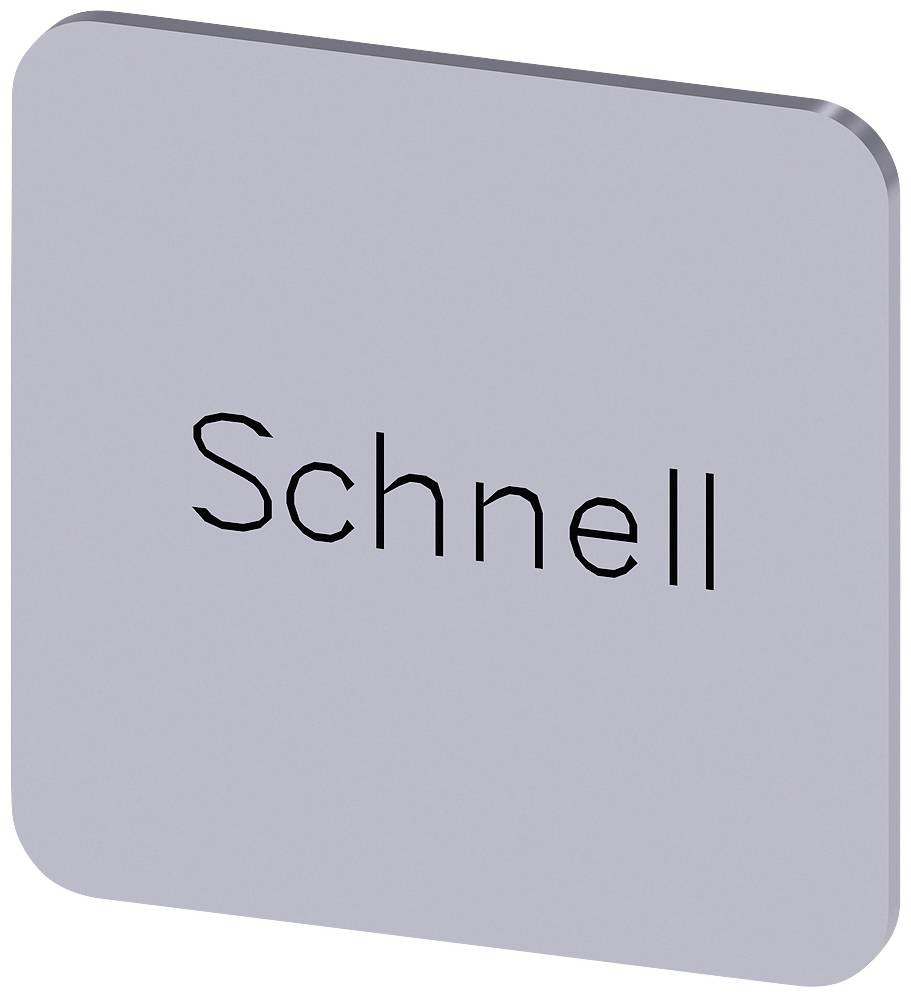 Das Bild zeigt eine quadratische Taste mit abgerundeten Ecken, auf der das Wort 'Schnell' steht.