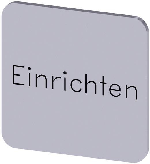 Ein graues quadratisches Schild mit dem schwarzen Text 'Einrichten'.