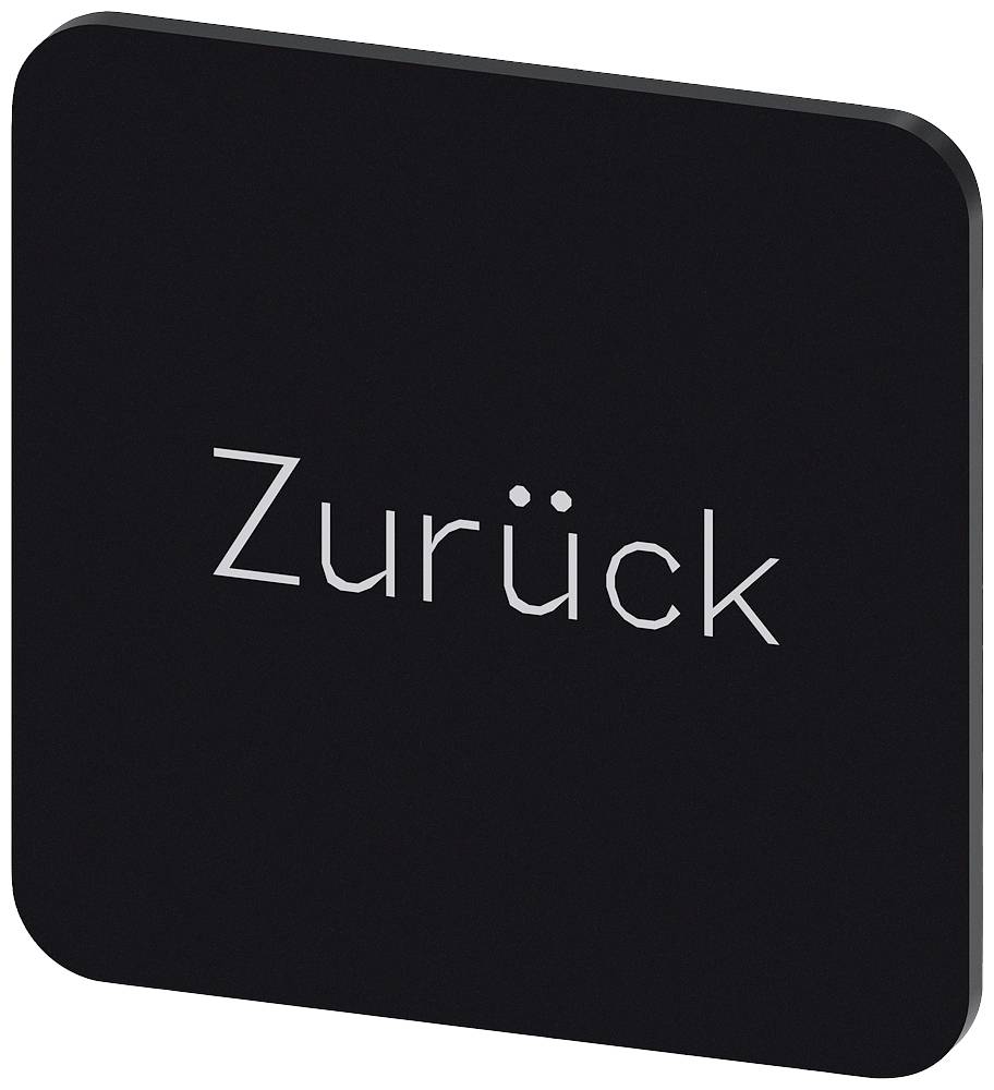 Schwarzer quadratischer Knopf mit dem weißen Text 'Zurück', symbolisiert eine Rückkehr- oder Rückwärtsfunktion.