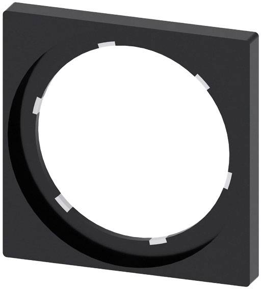 Ein schwarzer, quadratischer Rahmen mit rundem Innenausschnitt in der Mitte.