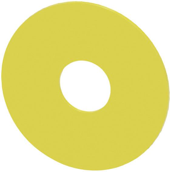 Ein gelber, flacher, ovaler Ring mit einem großen ovalen Loch in der Mitte.