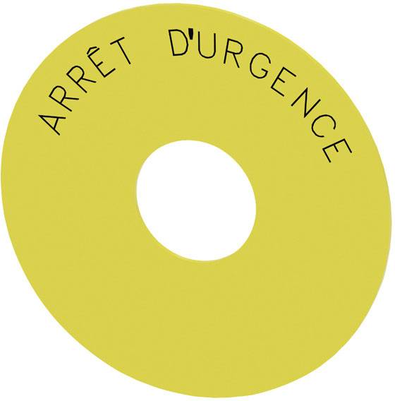 Gelbes Schild mit der Aufschrift 'ARRÊT D'URGENCE', symbolisiert einen Not-Aus-Schalter.