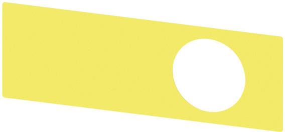 Gelbes Rechteck mit einem runden Ausschnitt auf der rechten Seite.