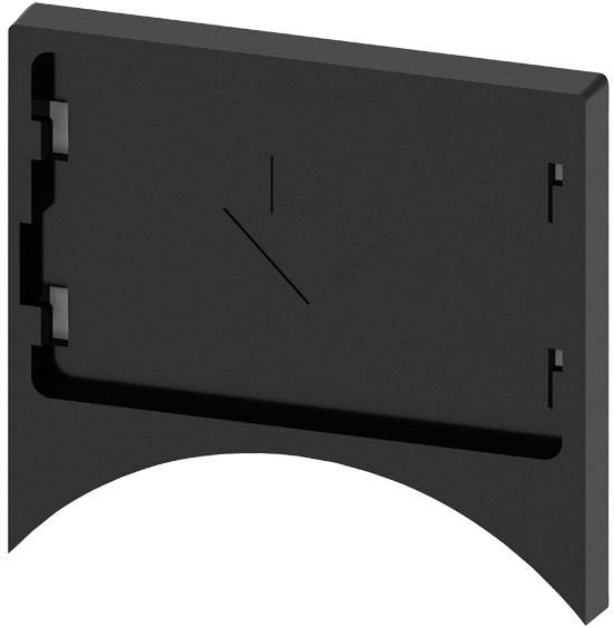 Eine minimalistische, rechteckige Wanduhr in Schwarz mit kaum sichtbaren Zeigern, ohne Ziffern oder Markierungen.