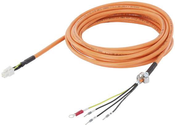 Orange Verlängerungskabel mit Mehrfachverbindungen an einem Ende und einem Stecker am anderen. Verwendet für elektrische Anschlüsse.
