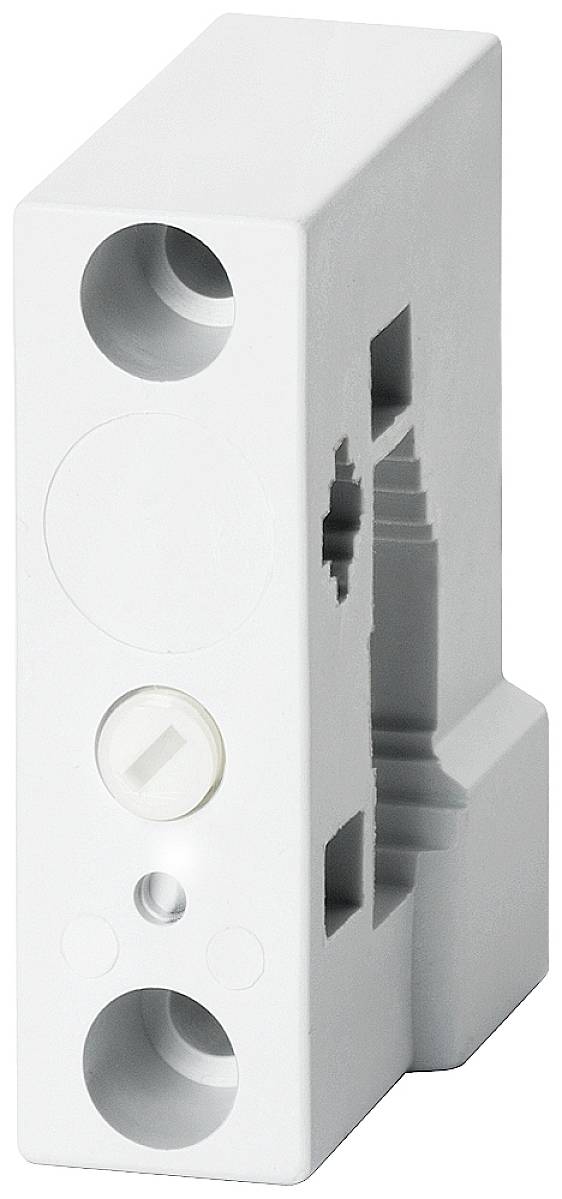 Ein grauer, rechteckiger elektrischer Terminalblock mit mehreren Anschlüssen und einem Drehmechanismus zur Verbindung von Kabeln.