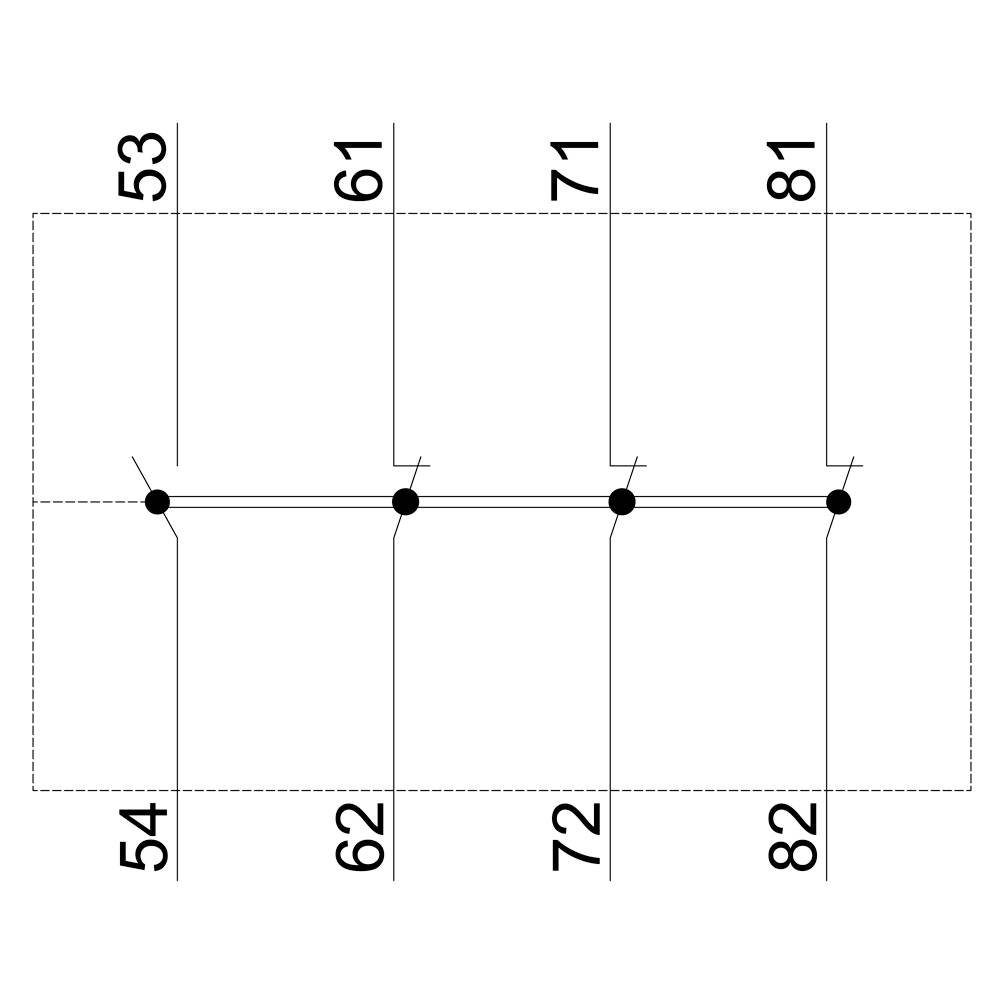 Diagramm mit vier Punkten auf einer horizontalen Linie. Vertikale Zahlen: 53/54, 61/62, 71/72, 81/82. Zeigt Verlauf oder Abgleich.