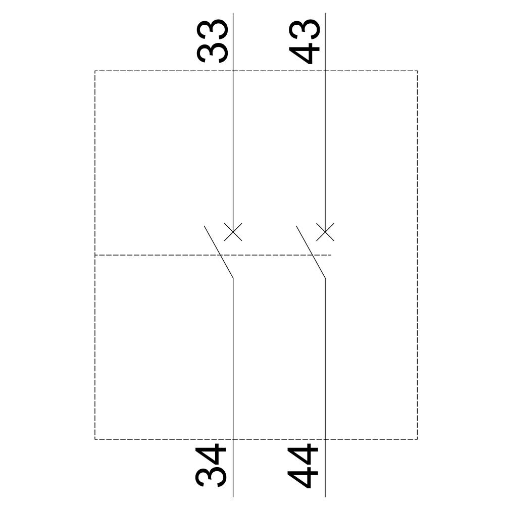 Zeichnung eines quadratischen Schnittmusters mit zwei inneren diagonalen Schnitten, wobei die Winkel mit '33', '34', '43', '44' markiert sind.