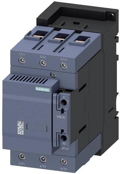 Ein Siemens-Schütz in Anthrazit und Blau, geeignet für industrielle Anwendungen zur Steuerung elektrischer Lasten.