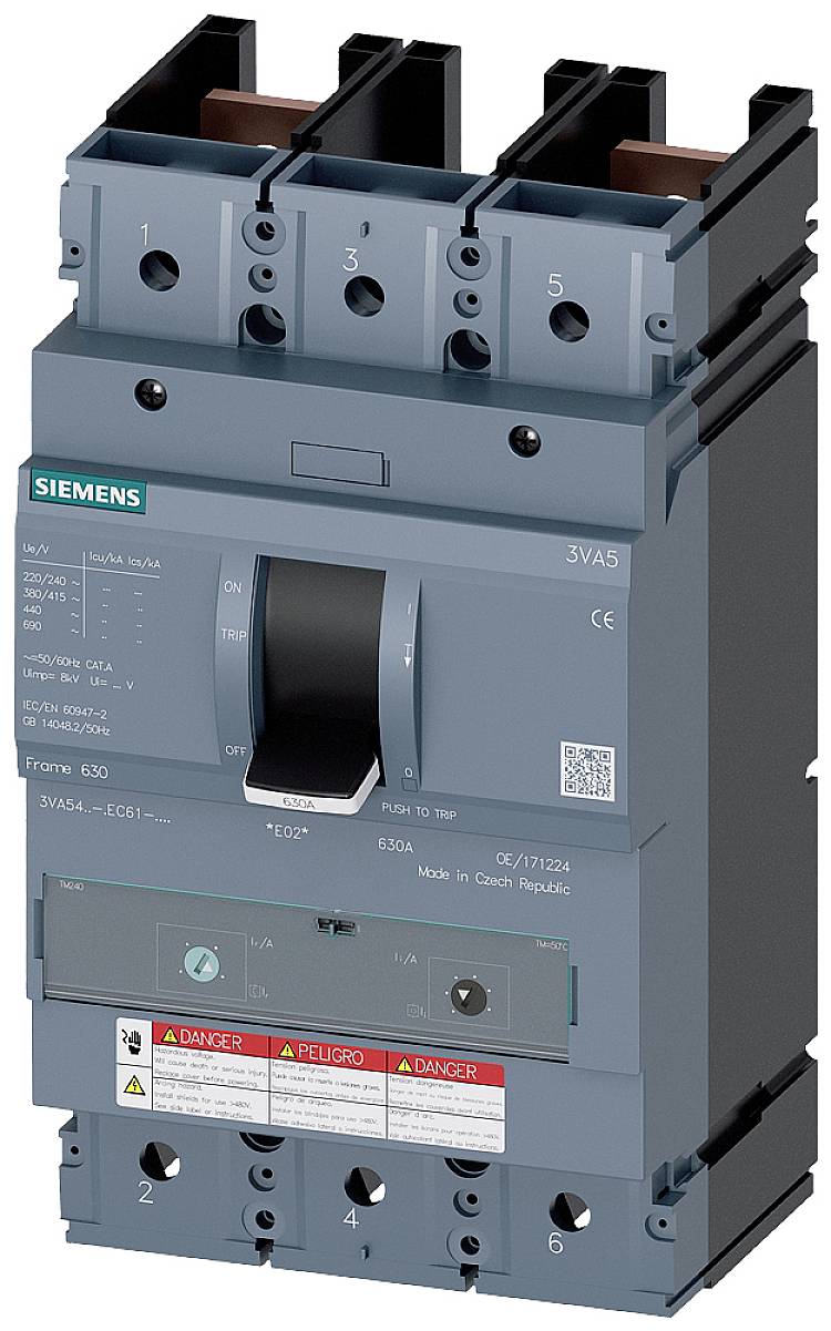 Siemens 3VA5450-6EC61-0AA0 Leistungsschalter 1 St. Einstellbereich (Strom): 500 - 500A Schaltspannung (max.): 600 V/AC, 250 V/DC