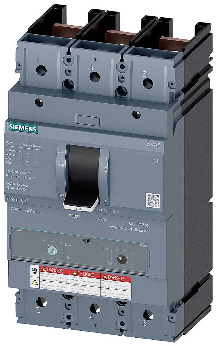 Siemens 3VA5460-5EC31-0AA0 Leistungsschalter 1 St. Einstellbereich (Strom): 600 - 600A Schaltspannung (max.): 600 V/AC, 500 V/DC