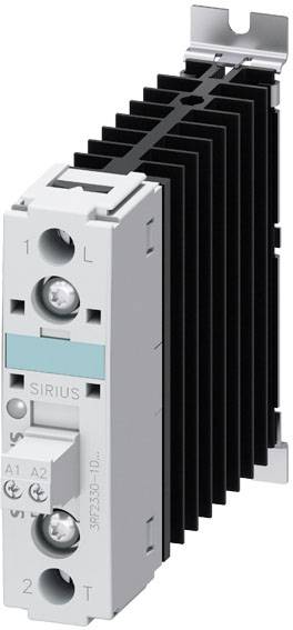 Elektronisches Lastrelais mit Kühlkörper, weiß und schwarz, beschriftet mit 'SIRIUS'. Wird zur Steuerung elektrischer Lasten verwendet.