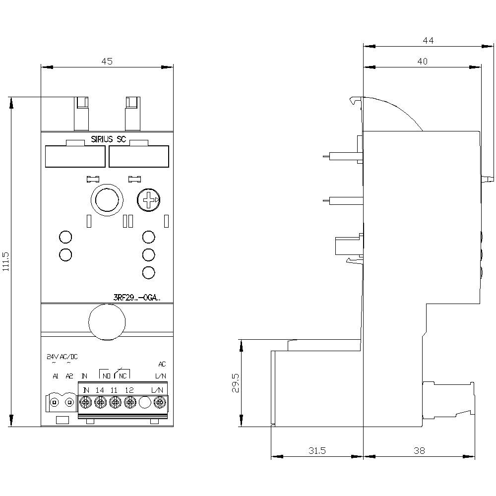 Siemens Lastüberwachung 1 Öffner, 1 Schließer, 1 Wechsler 1 St. 3RF2950-0GA16 Ansprechverzögerung