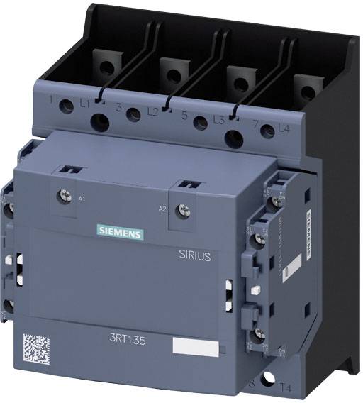 Elektrisches Schütz von Siemens mit der Aufschrift 'SIRIUS', graues Gehäuse, mehrere Anschlüsse oben, geeignet für industrielle Anwendungen.