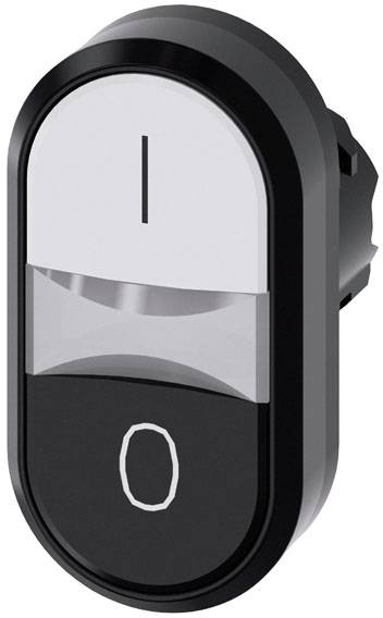 Ein ovaler Kippschalter in Schwarz und Weiß, zeigt 'I' für Ein und 'O' für Aus.