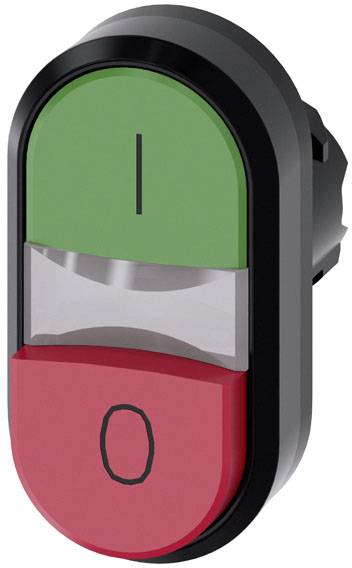 Ein ovaler Kippschalter mit grünem 'I' für Ein und rotem 'O' für Aus.