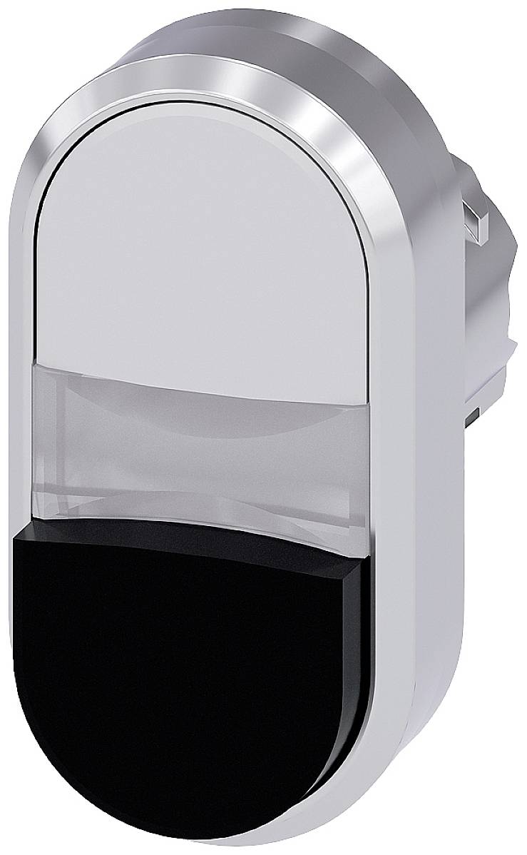 Ein ovaler silberner Türknauf mit schwarzem Griff und transparentem Mittelteil, montiert an einer Tür. Schlichtes, modernes Design.