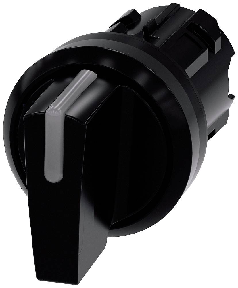 Schwarzer Drehknopf mit grauem Strich zur Positionsanzeige, häufig verwendet in elektronischen Geräten zur Einstellung von Funktionen.