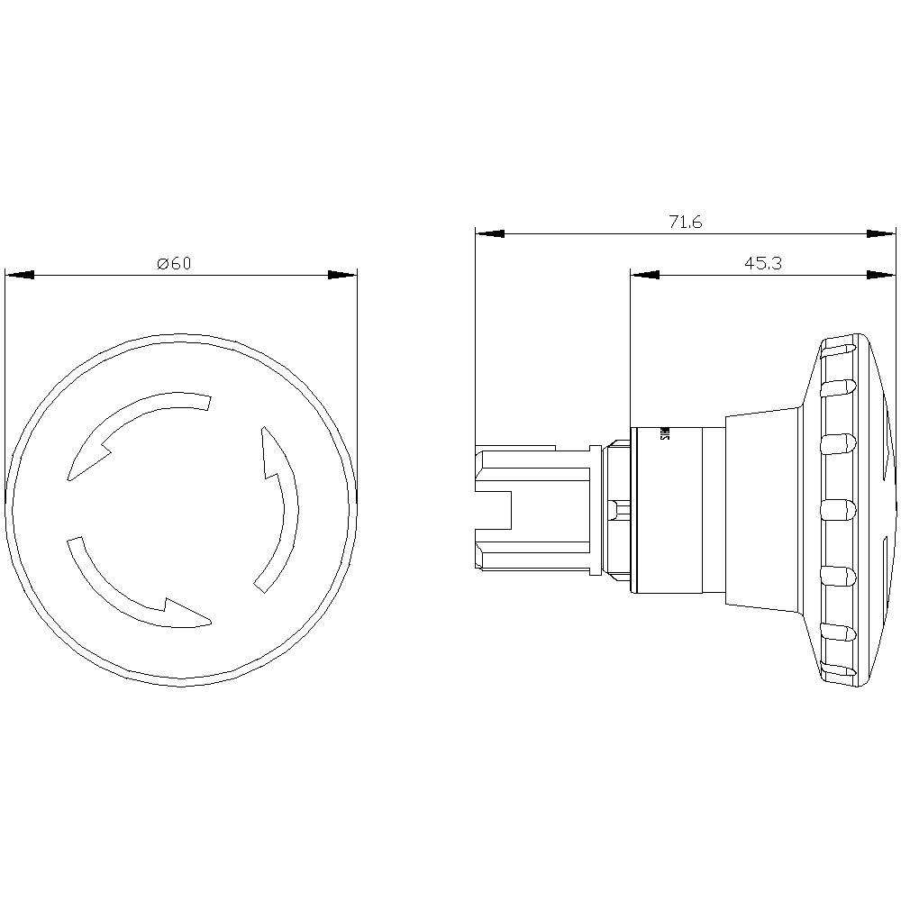 Siemens 3SU10001JB100AA0 3SU1000-1JB10-0AA0 Pilzdrucktaster Knopf Schwarz Drehentriegelung 1St.