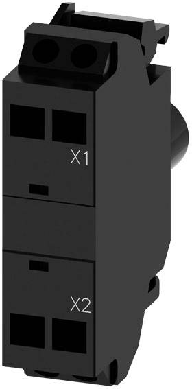 Ein schwarzer elektrischer Steckverbinder mit den Beschriftungen 'X1' und 'X2'.
