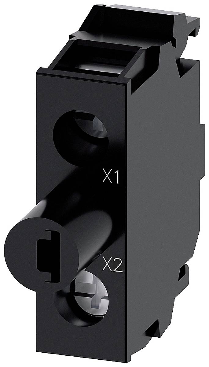 Schwarzer elektrischer Adapter mit zwei Anschlüssen, markiert mit 'X1' und 'X2', zur Verbindung elektronischer Geräte.
