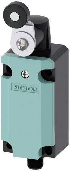 Blauer Siemens-Schalter mit schwarzem Hebel und silbernem Rad obendrauf.