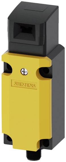 Ein gelbes, rechteckiges Siemens-Sicherheitsschaltgerät mit schwarzem Gehäuse und Anschluss, geeignet für industrielle Anwendungen.