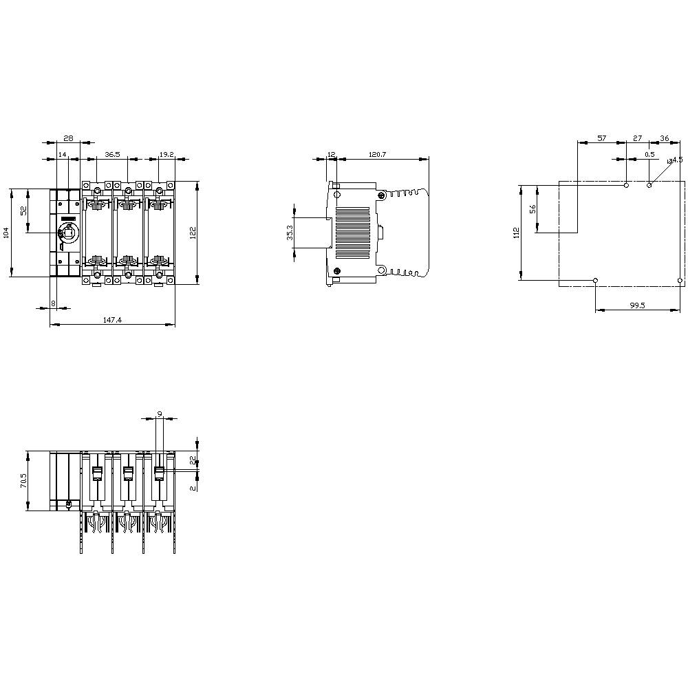 Siemens 3KF13030LB51 Lasttrennschalter Sicherungsgröße = 00 32A 690 V/AC 1St.