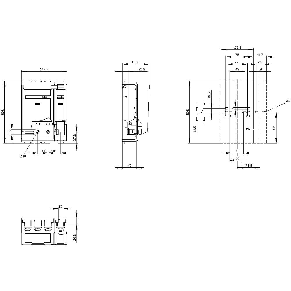 Siemens 3NP11341CA20 Sicherungslasttrennschalter Sicherungsgröße = 00 160A 690 V/AC, 440 V/DC 1St.