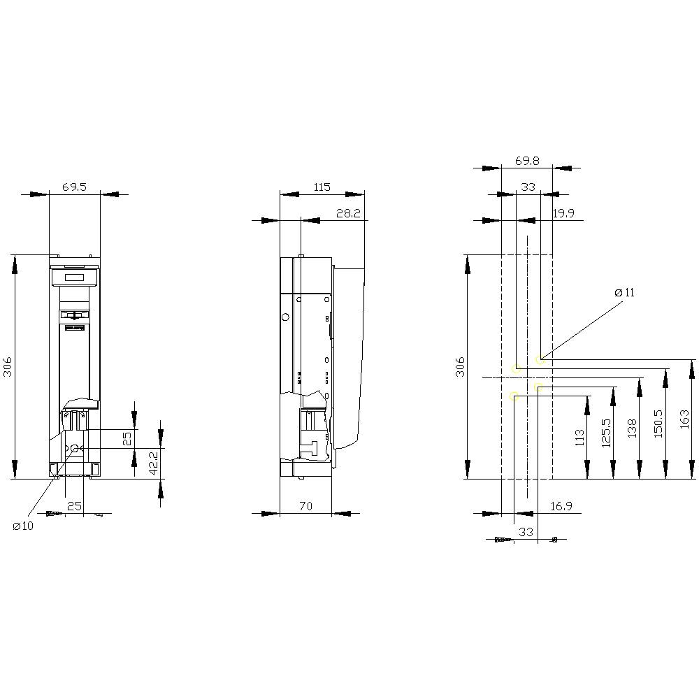 Siemens 3NP11411DA10 Sicherungslasttrennschalter Sicherungsgröße = 1 250A 240 V/AC, 120 V/DC 1St.