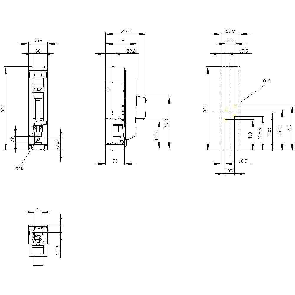 Siemens 3NP11411DA24 Sicherungslasttrennschalter Sicherungsgröße = 1 250A 240 V/AC, 120 V/DC 1St.
