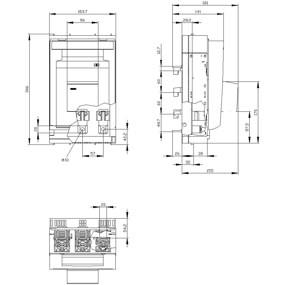 Siemens 3NP11431BC24 Sicherungslasttrennschalter Sicherungsgröße = 1 250A 690 V/AC 1St.