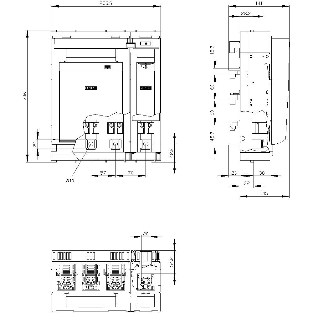 Siemens 3NP11441BC20 Sicherungslasttrennschalter Sicherungsgröße = 1 250A 690 V/AC, 440 V/DC 1St.