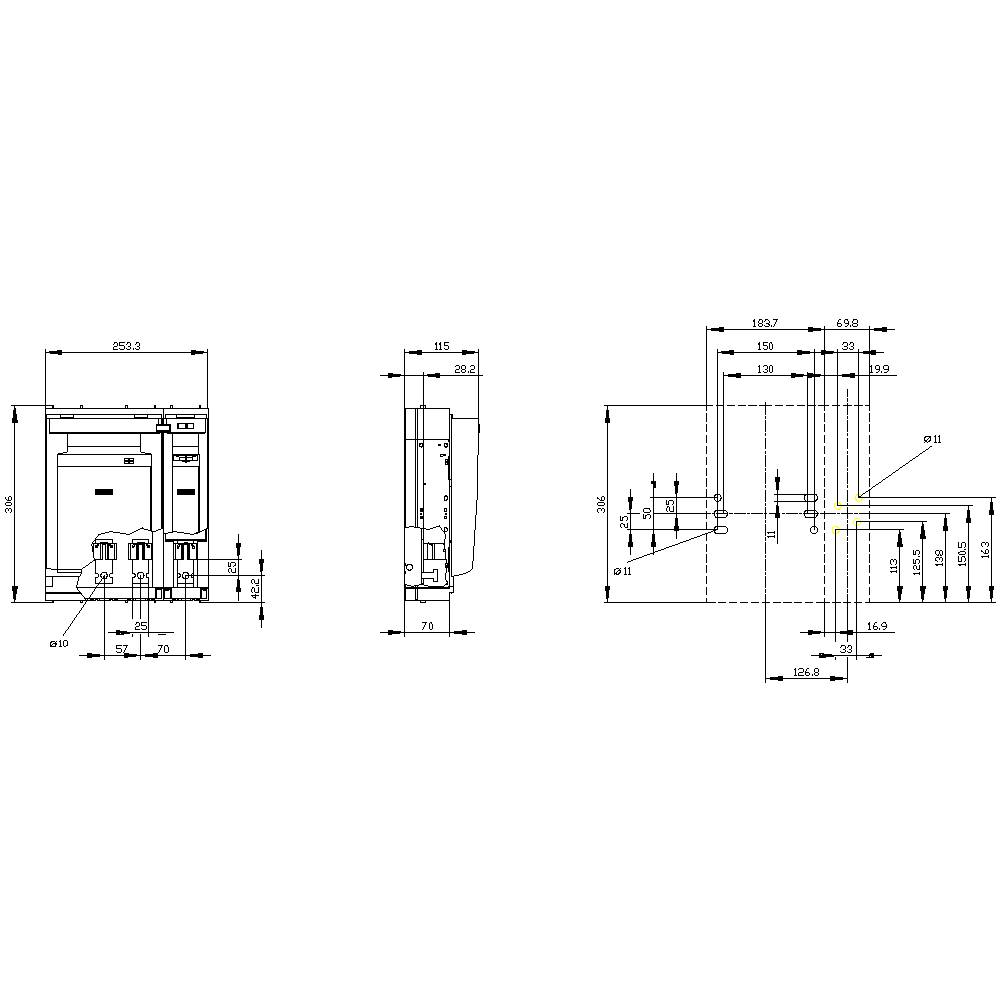 Siemens 3NP11441DA10 Sicherungslasttrennschalter Sicherungsgröße = 1 250A 690 V/AC, 440 V/DC 1St.