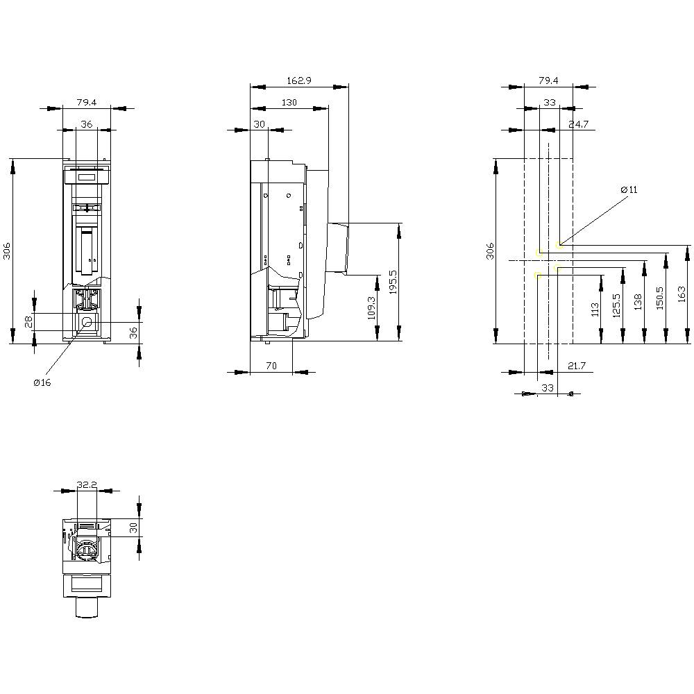 Siemens 3NP11511DA24 Sicherungslasttrennschalter Sicherungsgröße = 2 400A 240 V/AC, 120 V/DC 1St.
